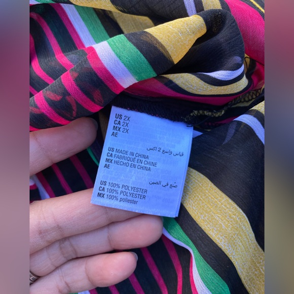 I.N.C. International concepts women’s Plus-Size 2x Striped Button-Up Top - Picture 8 of 14